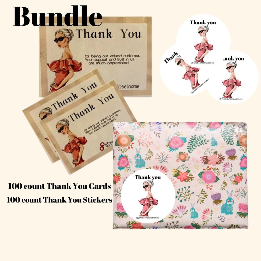 Set Of thank you cards and  Thank You Stickers Labels
